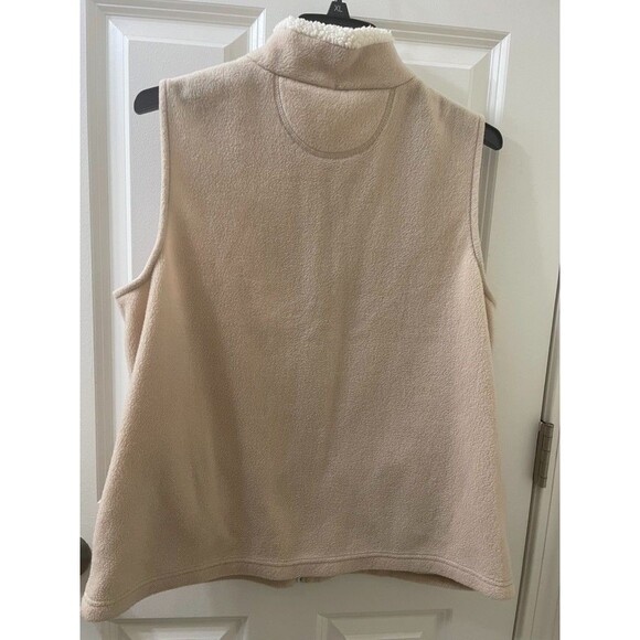 Croft & Barrow Vest Women L CREAM Fleece Embroidered Cardinals Front Zip HOLIDAY - Picture 5 of 5